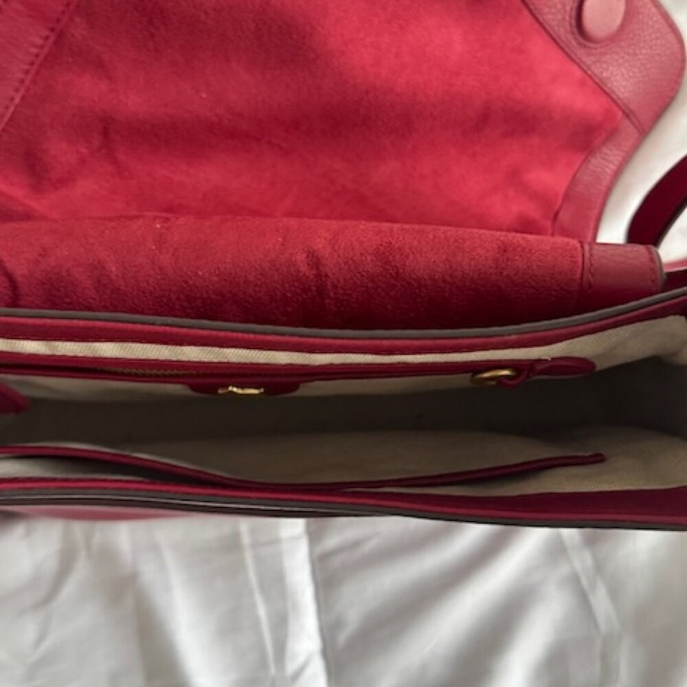 Red Radley London Medium Westwell Lane Flapover Crossbody in Cranberry Leather - Picture 6 of 9
